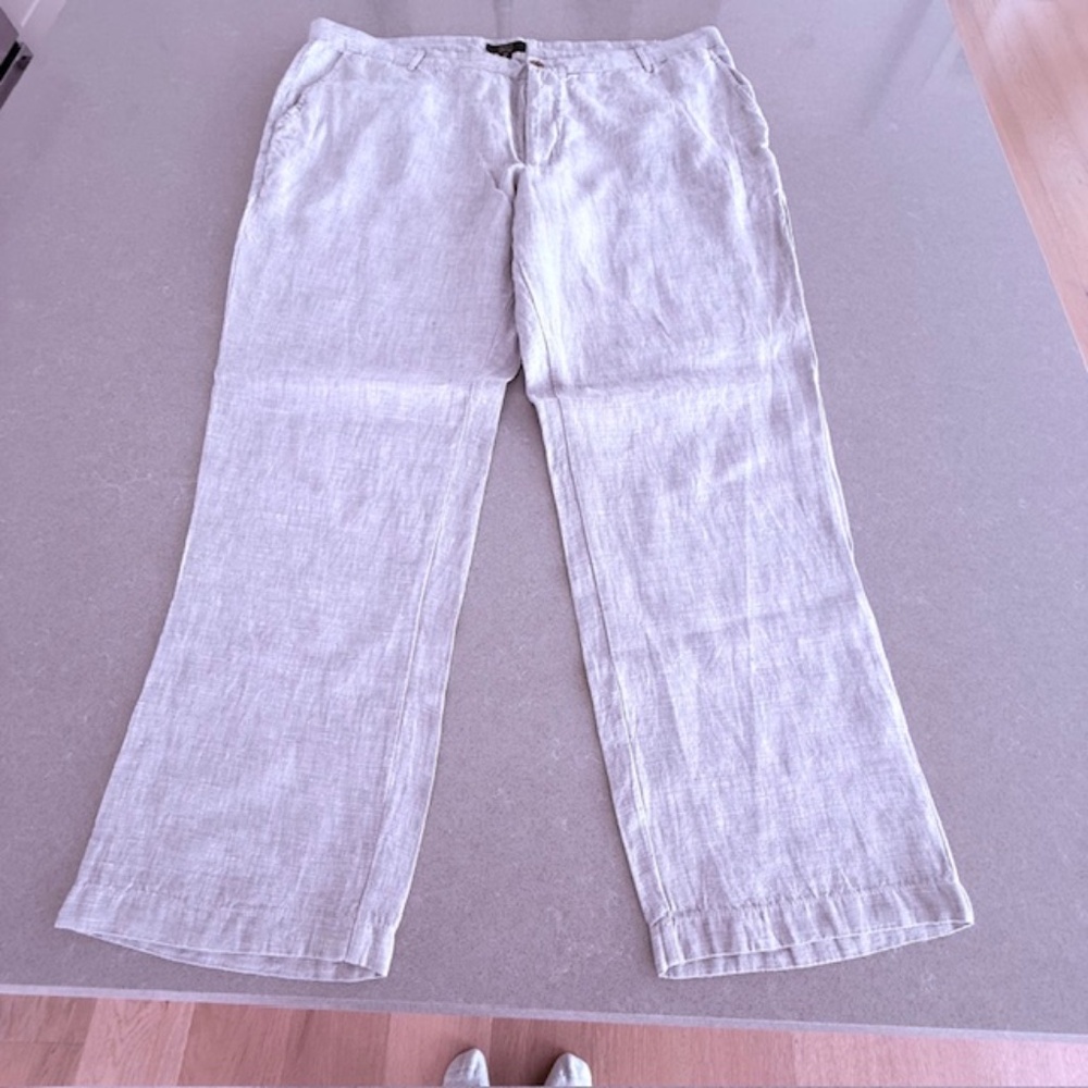 Club Room Pants Men 40x30 Gray Regular Fit Chino Flat Front Linen Luxury Worn 1x